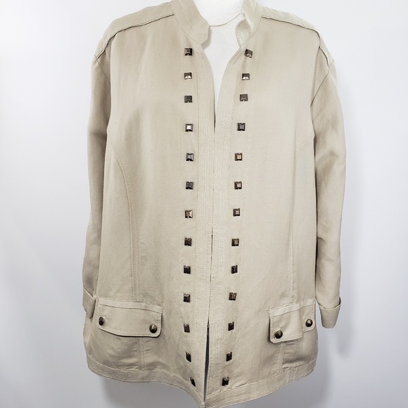 Ashley Stewart Jackets & Blazers - Ashley Stewart Studded Linen Blazer, Size 24W